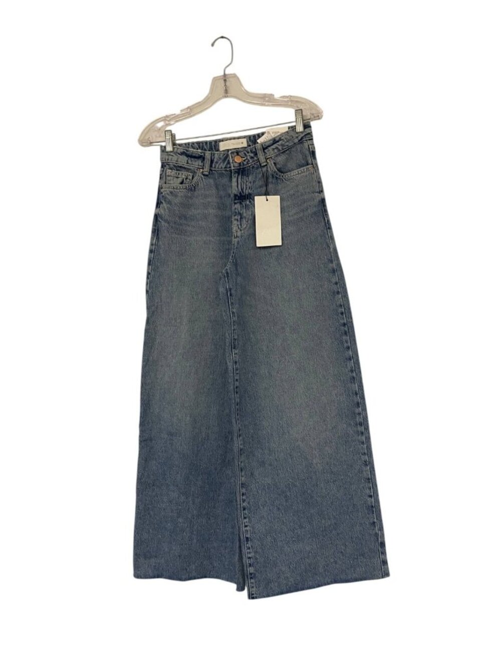 Zara Wide Leg Cropped Jeans Women's Size 34 US 2 Blue Denim New With Tags